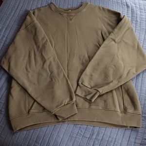 Organic cotton olive green crew neck sweatshirt, oversized size s fits like S/M